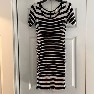 Black and white stripe stretchy dress
